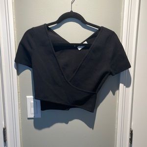 Black Knit Babaton Cropped Shirt